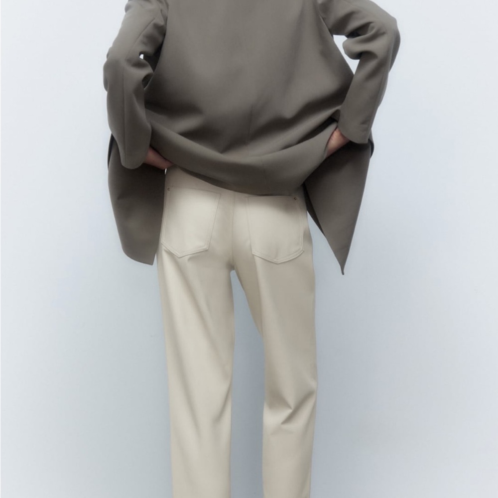 Zara cream faux leather pants Sz 6 - Picture 4 of 7
